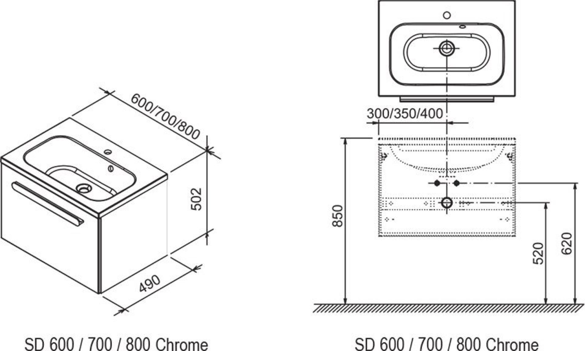 Тумба для комплекта 80 см Ravak Chrome X000000963, капучино/белый