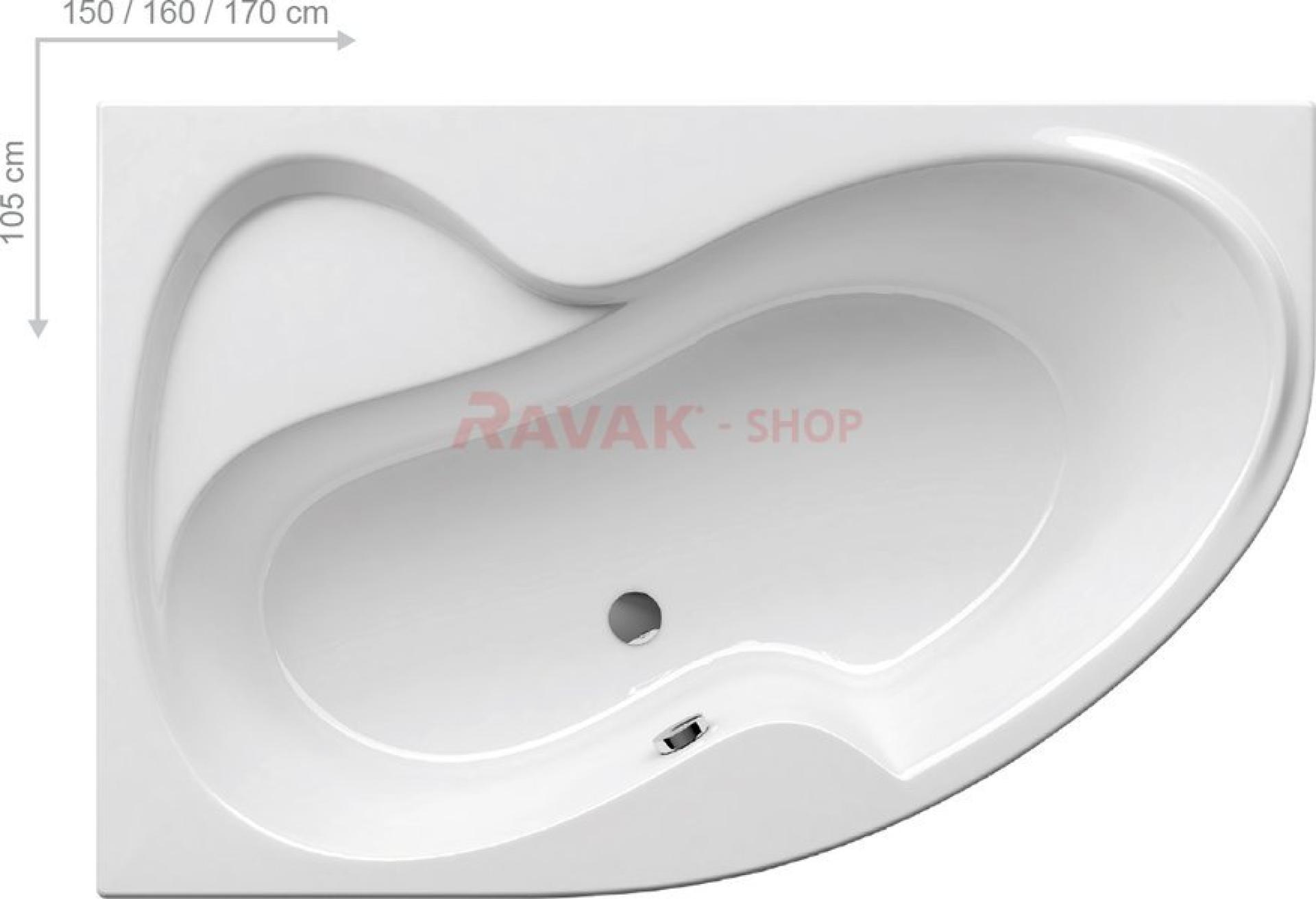 Акриловая ванна Ravak Rosa II PU-PLUS L 170x105 C2210P0000