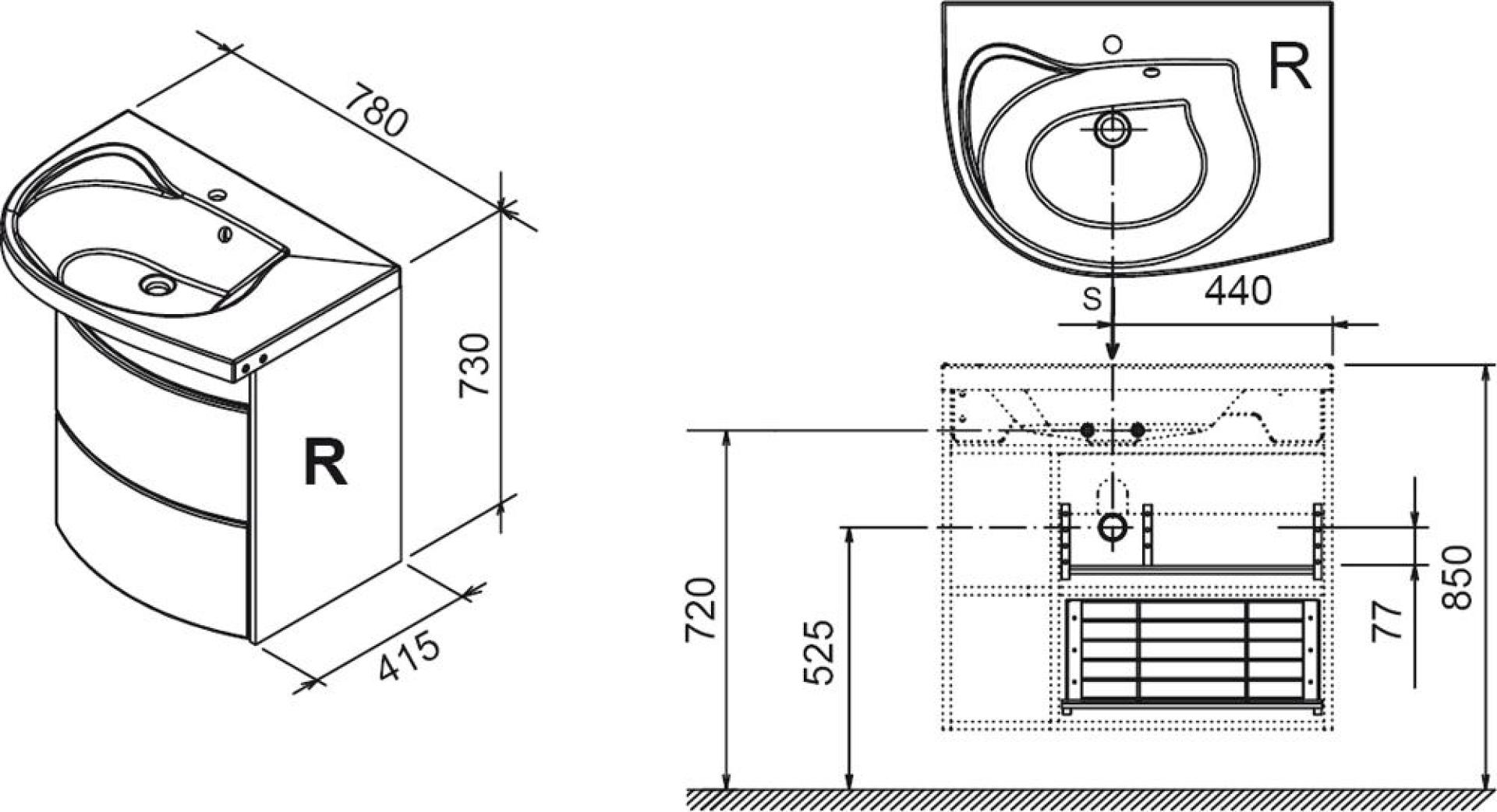 Тумба под умывальник Ravak Rosa Comfort SDU R белая/белая X000000329