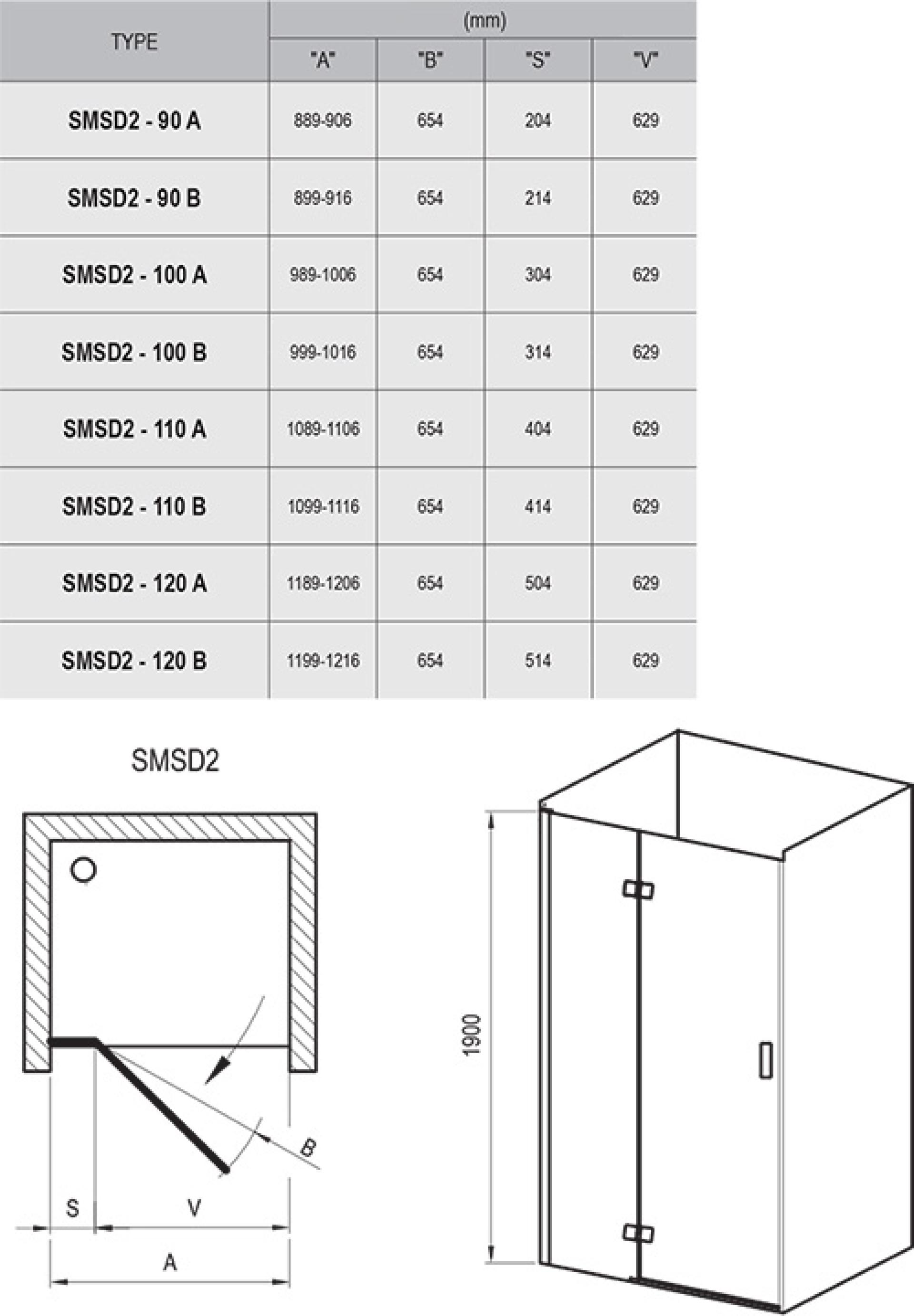 Душевая дверь Ravak Smartline SMSD2-110 A-R хром + транспарент 0SPDAA00Z1