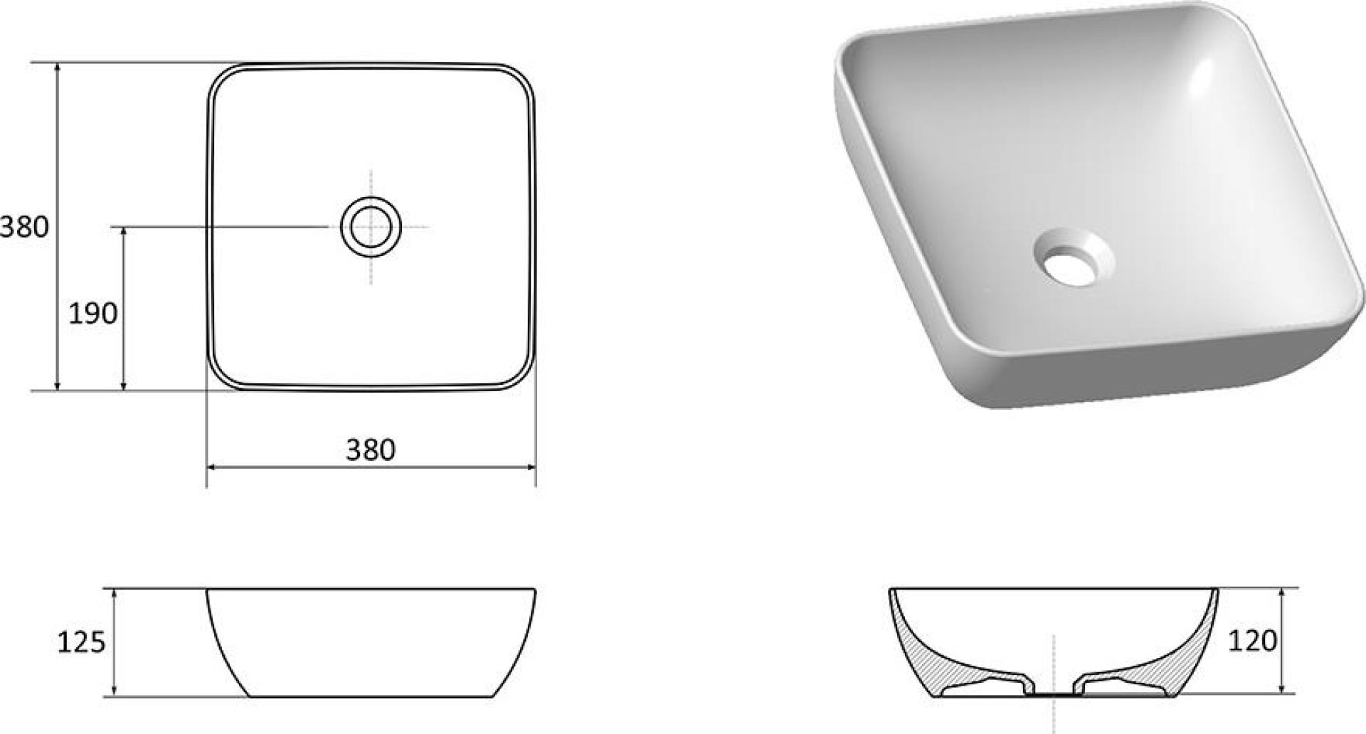 Раковина 38 см Ravak Uni Slim XJX01138001