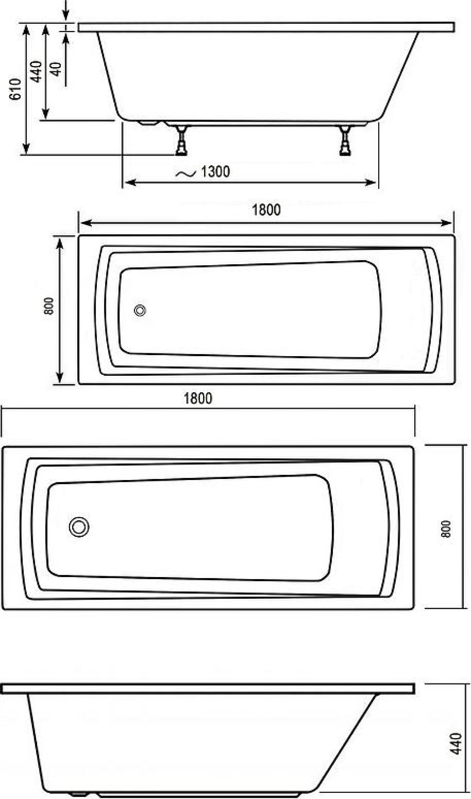 Акриловая ванна 180x80 Ravak Domino Plus C651R00000 белый