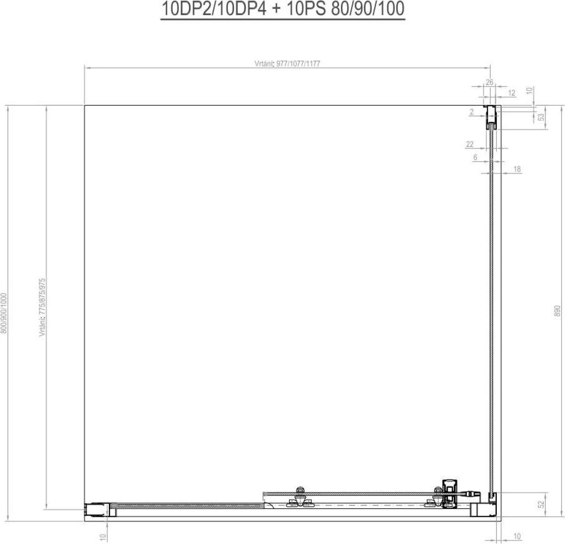 Душевой уголок Ravak 10° 10DP2-100+10PS-80 белый+транспарент