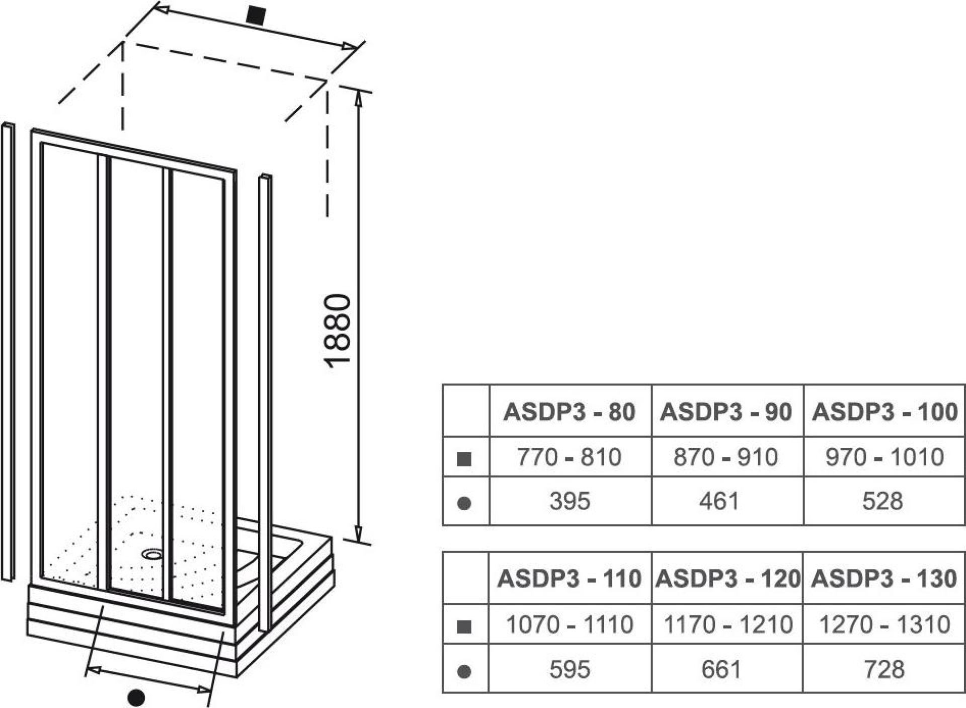 Душевой уголок Ravak Supernova ASDP3-130+APSS-75 белый+грейп