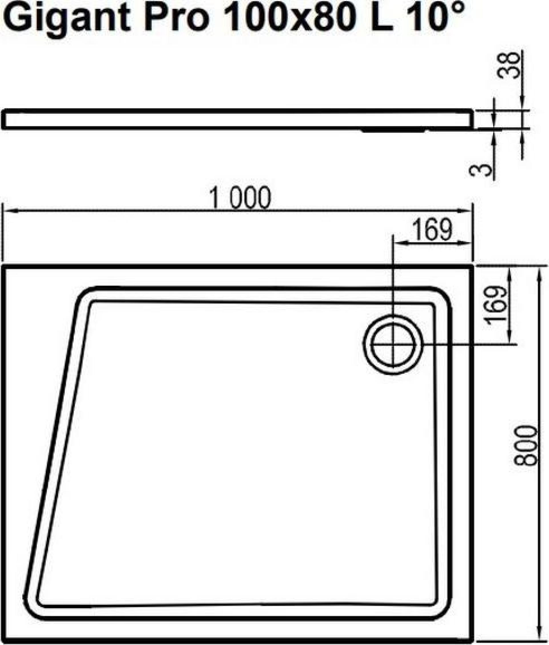 Поддон для душа 100х80 см Ravak GalaxyPro 10° XA05A40101P