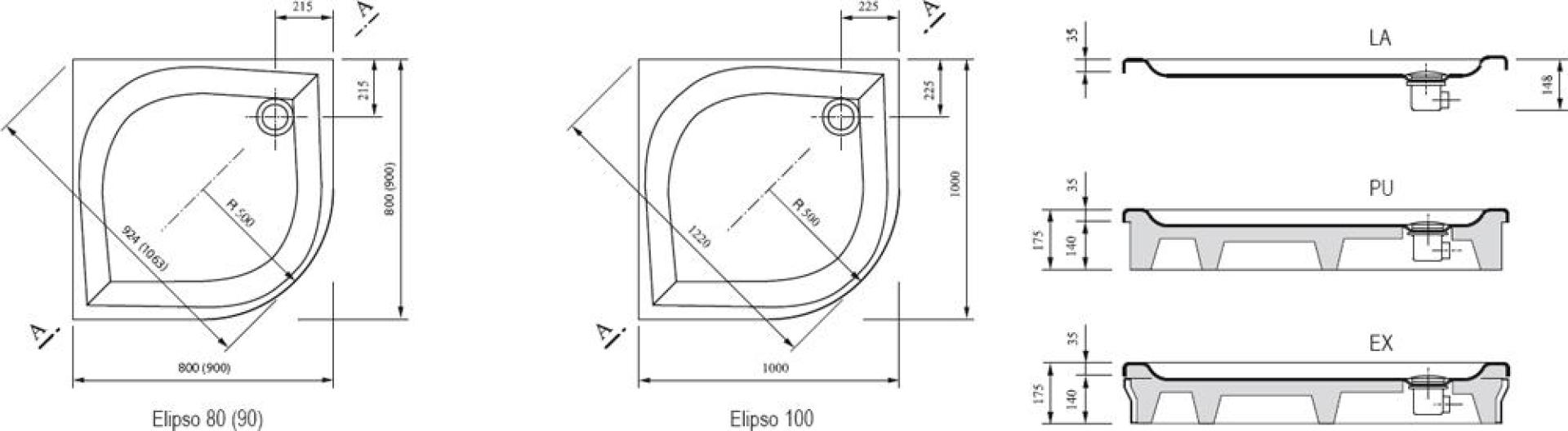 Душевой поддон Ravak Galaxy/Elipso-80 PAN белый A224401410