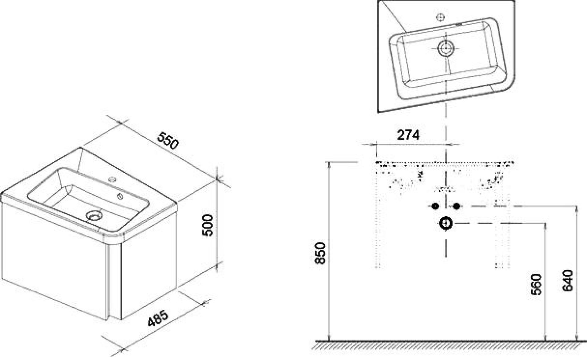 Мебель для ванной Ravak SD 10° 55 темный орех L