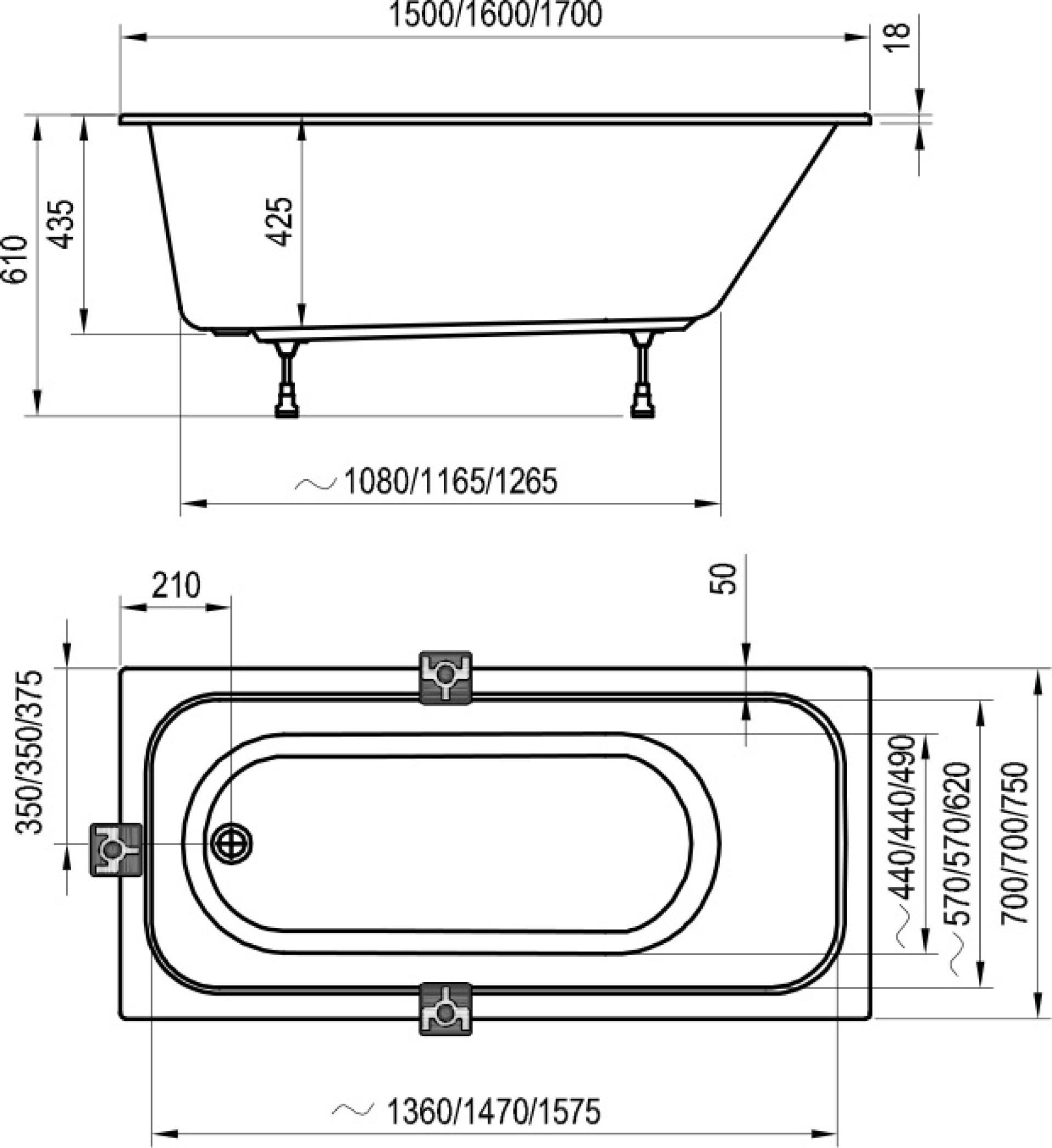 Акриловая ванна Ravak Chrome Slim 160x70 C731300000, белый