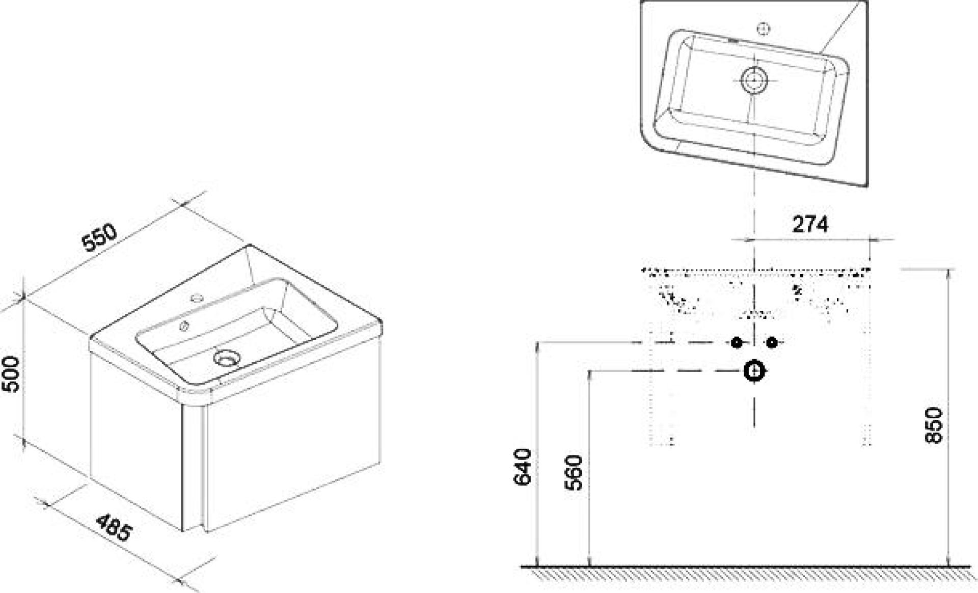 Тумба с раковиной Ravak SD 10° 55 темный орех R