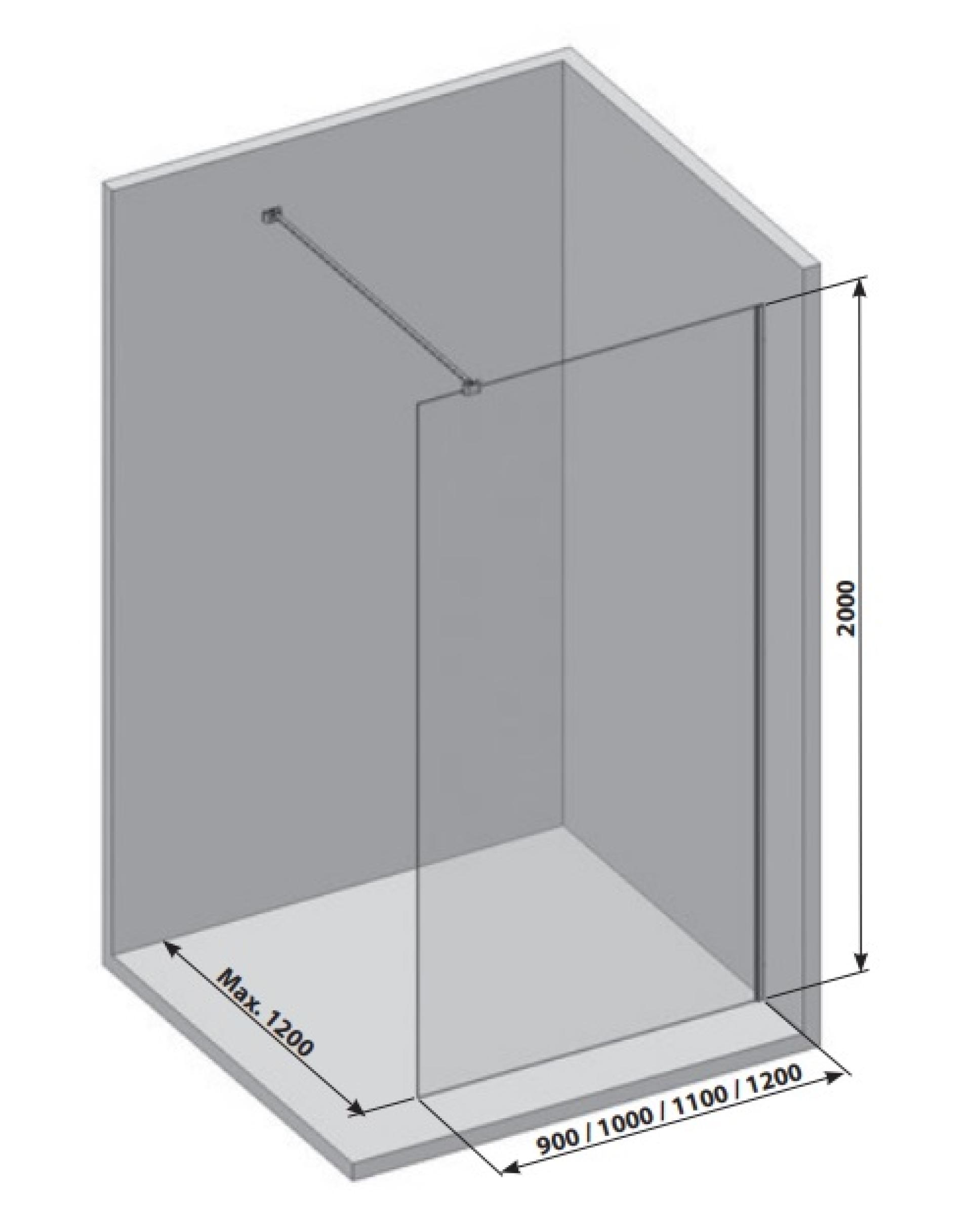 Душевая перегородка Ravak Walk-In Wall Air GW9W70C00Z1C 90х200 см витраж транспарент, профиль хром