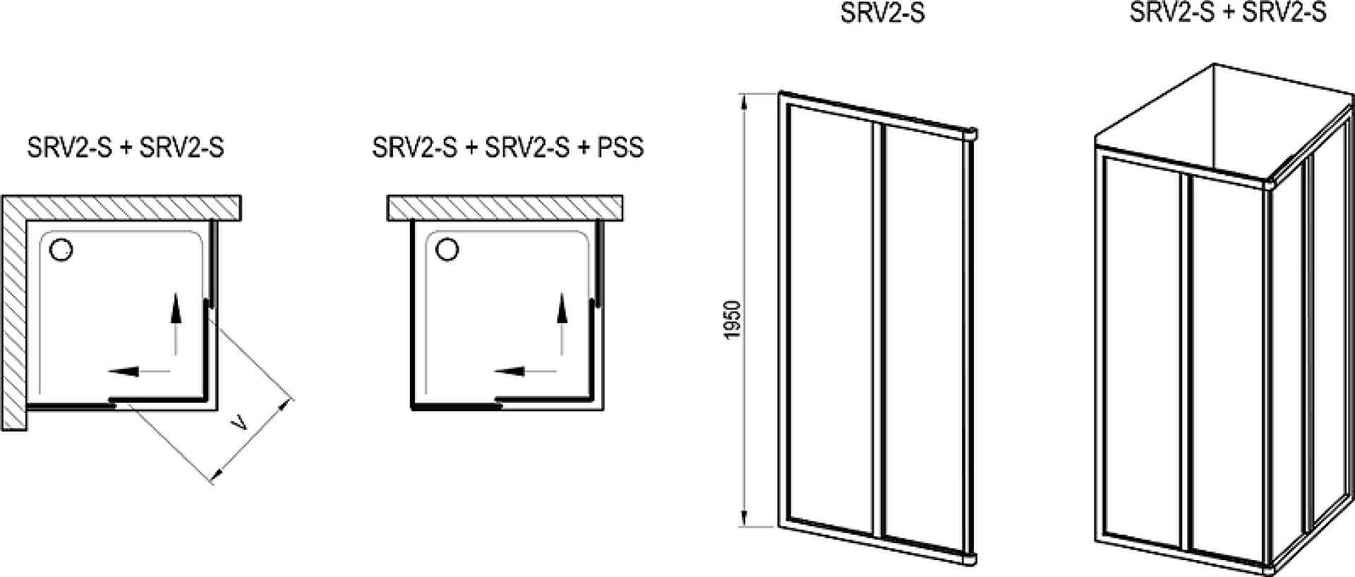 Душевая дверь Ravak Supernova SRV2-80 195 S 14V403O2Z1, профиль черный, стекло transparent