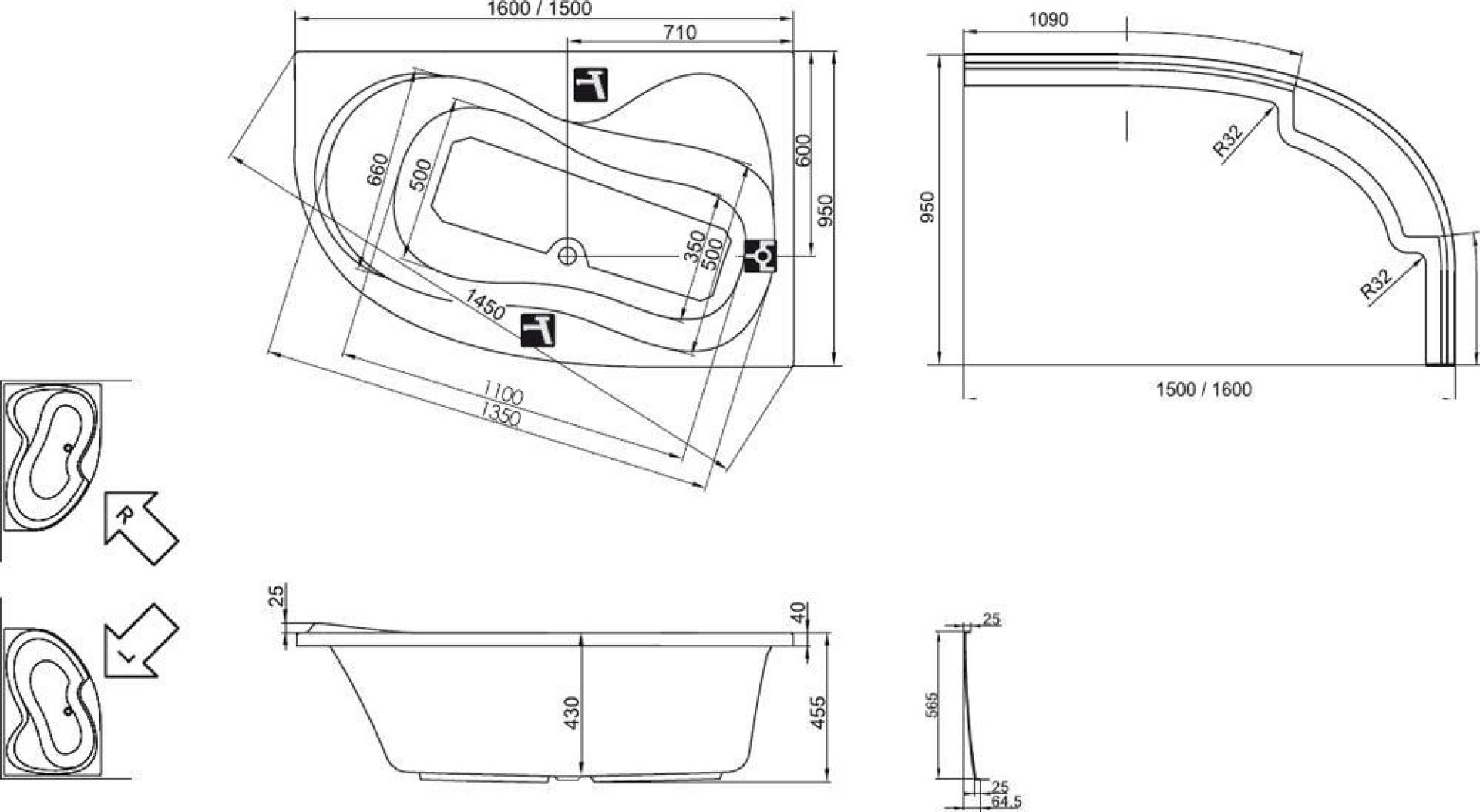 Передняя панель A для ванны Ravak Rosa 95 L 160 CZ57100A00