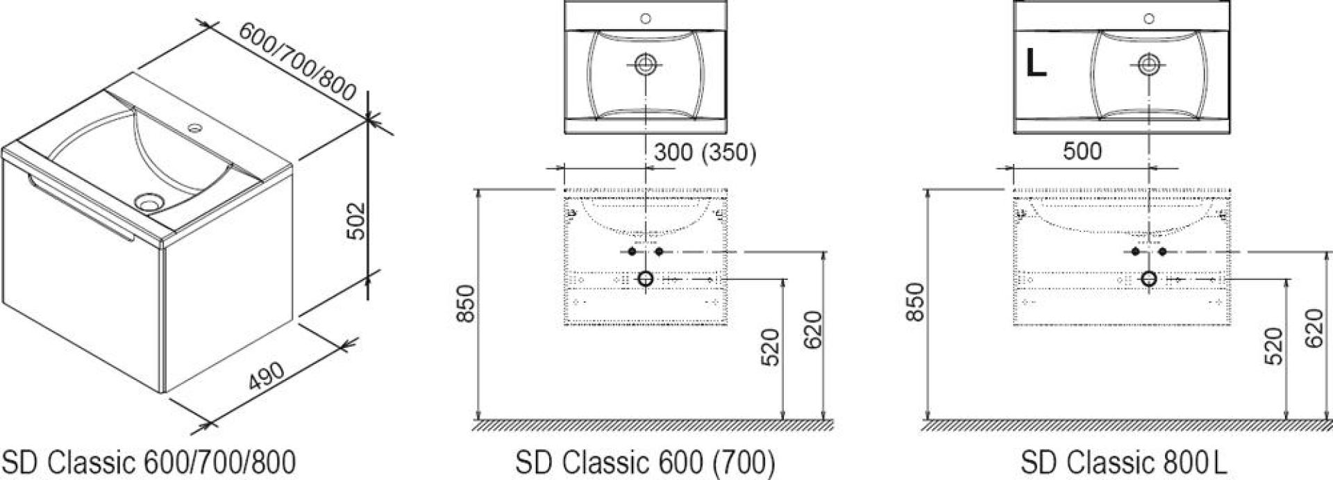 Тумба под умывальник Ravak Classic SD 600 белая/береза X000000303