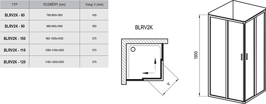 Душевой уголок Ravak Blix BLRV2K-90 сатин + стекло грапе 1XV70U00ZG