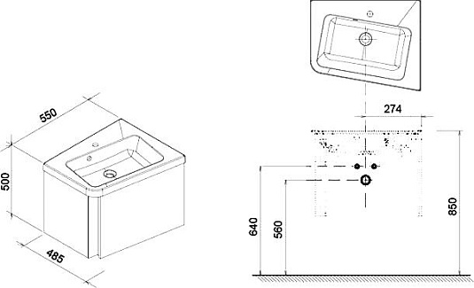 Мебель для ванной Ravak SD 10° 55 темный орех R