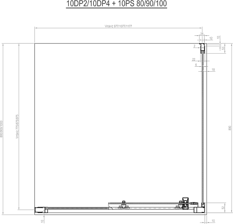 Душевой уголок Ravak 10° 10DP4-140+10PS-100 белый+транспарент